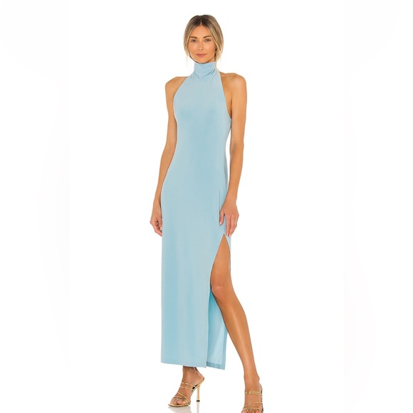 Norma Kamali halter turtle side slit gown - Picture 1 of 5